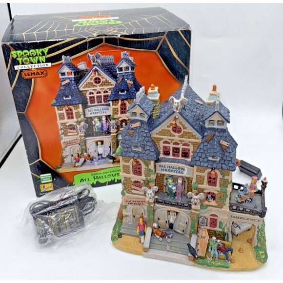 Vintage Lemax Spooky Town Collection All Hallows Hospital Musical/Lighted - Picture 1 of 16
